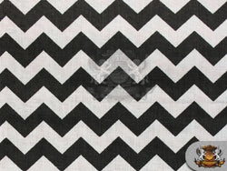 Polycotton Printed ZIGZAG BLACK WHITE Fabric / 59" Wide / Sold by the yard