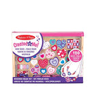 Melissa & Doug Created by Me! Heart Beads Wooden Bead Kit, 120+ Beads and 5 Cords for Jewelry-Making