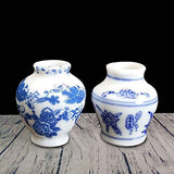 BARMI 2Pcs Dollhouse Vase|Miniature Decorative Accessories Ceramic Simulation 1/6 Scale Blue and Whites Porcelain Vase for Photo Props Perfect DIY Dollhouse Toy Gift Set A