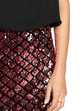 Romwe Women's Sexy Layered Look Fashion Club Wear Party Sparkle Sequin Tank Dress Red 2 Small