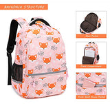 Girls Backpacks, Fox Backpack for Girls, Kids Fox School Bookbag Set with Lunch Box and Pencil Case