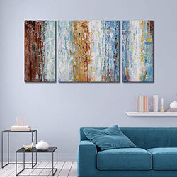 Abstract Oil Painting 100% Hand-Painted Large 3 Pieces Gallery-Wrapped Wall Art on Canvas Framed Wall Picture for Living Room Bedroom Home Decoration 24x48inch