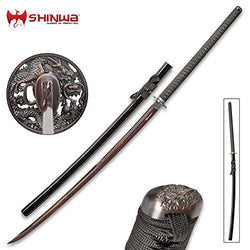 Shinwa Colossus Yoru Handmade Odachi/Giant Samurai Sword - Exclusive, Hand Forged Black Damascus