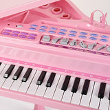 Princess Piano Pink Grand Musical Multifunction Electronic Keyboard with Bench and Microphone for Baby Girl Child Toddlers 37 Key