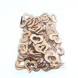 RayLineDo Pack of 50pcs 30MM Buttons Hollow Heart Shaped Wood Embellishments for Crafting and