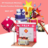 Dollhouse Miniature with Furniture,DIY 3D Wooden Doll House Kit Hong Kong-Style Snacks Series Style Plus with Dust Cover and LED,1:24 Scale Creative Room Idea Best Gift for Children Friend Lover S301