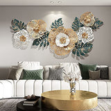 Anjur 3D Metal Flower Wall Art Decor for Living Room, Modern Wall Decoration Sculpture for Bathroom Bedroom Outdoor Kitchen, 138×57cm