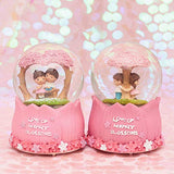 Qjoy Sakura Couple Crystal Ball with Rotating Light Music Box