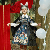 Mingyuezai Cute and Gorgeous Print Bunny Band Sleeveless JSK Princess Halloween Christmas Weekend Party Dress Three-Piece (Slip Dress(Blue), M)