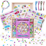 WeeYo 2 Pack Unicorn Crafts for Girls Ages 4-10 388pcs Wooden Bead Set in a Wooden Tray Wood Necklace Bracelet Jewelry Making Kit Gifts Set for Girls