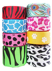 Animal Prints Ribbon for Crafts-Hipgirl 7/8"-1.5" 40yd Grosgrain Designer Fabric Ribbon Set,Gift
