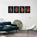 VVOVV Wall Decor - 4 Panel Music Canvas Painting Water and Fire Instrument Series Picture Prints Electric Guitar,Music Note,Saxophone and Turntable Wall Art (Music Wall Art)