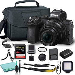 Nikon Z50 Mirrorless Digital Camera with 16-50mm Lens (1633) USA Model + Camera Bag + 46mm UV Filter + SanDisk 64GB Extreme PRO Memory Card + Hand Strap + Portable LED Video Light + More