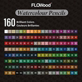 160 Watercolor Pencils Set, FLOWood Art Supplies, Soft Core Professional Water Colored Pencils for Adult Coloring, Color Pencils Ideal for Drawing, Coloring in Iron Box