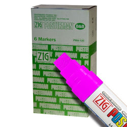 Zig Posterman Waterproof 15mm Fluorescent Pink Paint Markers - Box of 6