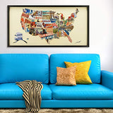 Empire Art Direct American Map Dimensional Collage Handmade by Alex Zeng Framed Graphic Contemporary Wall Art, 25" x 48" x 1.4", Ready to Hang, Across America