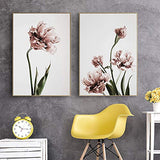Green Plant Flower Canvas Wall Art Painting-Pink Elegant Tulip Flower Mural-Modern Home Decoration For Dining Room, Bedroom Sofa-8" x10" x 3Panels, No Frame