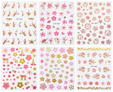 JMEOWIO 6 Sheets Spring Cherry Blossoms Nail Art Stickers Decals Self-Adhesive Pegatinas Uñas Flower Floral Nail Supplies Nail Art Design Decoration Accessories