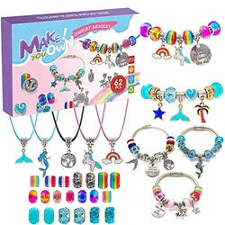 ALIYES Charm Bracelet Making Kit for Teens Girls,Super Cute Jewelry Making Charms Unicorn/Mermaid Crafts Gifts Set for Ages 8-12