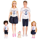 UCanaan Fashion Doll Family Dolls Set of 4 People with Dad ,Mom and 11 Accessories for Education and Birthday Children's Day Gift