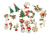 19pcs Mixed Christmas Charm Enamel Gold Toned Rhinestone Inlaying Pendant for DIY Jewelry Making