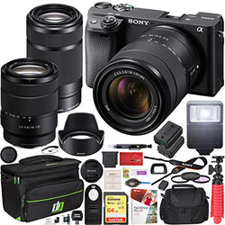 Sony a6400 4K Mirrorless Camera ILCE-6400M/B with 18-135mm F3.5-5.6 and 55-210mm F4.5-6.3 2 Lens Kit and Deco Gear Travel Case Filter Set Extra Battery Remote & Flash Bundle