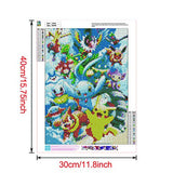 DIY 5D Diamond Painting kit Complete Diamond Crystal Rhinestone Diamond Embroidery Painting Pictures Household Crafts Handmade Art Wall Decoration (Pokémon by The sea) 12×16in.