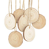 Natural Wood Slices 60 Pcs 1.9"-2.4" with Holes Round Circles Unfinished Predrilled Tree Bark Log