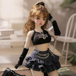 Meeler 1/4 BJD Dolls Full Set 16 inch Resin Ball Jointed Doll Beautiful Girl Curly Hair,with Clothes Shoes Wig Face Makeup Eyes, Handmade BJD Doll for Doll Lover Gift