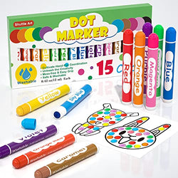 Dot Markers, 15 Colors Washable Dot Markers for Toddlers,Bingo Daubers Supplies for Kids Preschool Children, Non Toxic Water-Based Dot Art Markers by Shuttle Art