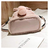 Mellshy Women Cute Rabbit Ears Backpack Fluffy Shoulder Bag School Bag Satchel