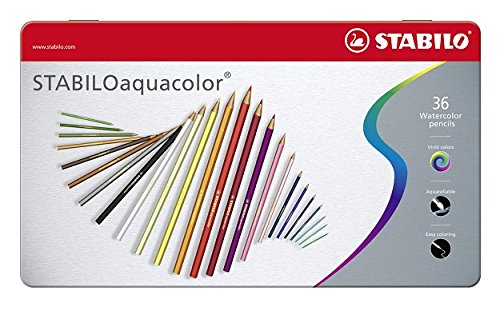 Stabilo Aquacolor Metal Box of 36 Assorted Colours