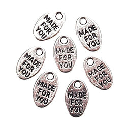 Charm, "Made for You," Nickel Plated Silver Tone, 75pc Pkg