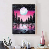 Diamond Painting Kits for Adults Moon, Moon Tree Picture Diamond Art Kits Round Full Drill Paint with Diamonds Dots Gem Arts for Home Wall Decor 11.8x15.8 inch