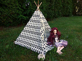 Miniature Teepee Tent with Mattress and Pillows for 1/4 Scale BJD Doll Handmade