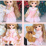 MEESock 1/8 BJD Doll Clothes, Handmade Pink Lace Princess Dress for SD Girl Doll (Only Clothes, No Dolls and Other Accessories)