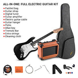 ADM Electric Guitar Beginner Kit 39 Inch Full Size Guitar Package with Amplifier, Bag, Strap, String, Tuner, Cable and Picks (Black)