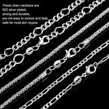 Blulu 24 Pieces Different Styles Silver Plated DIY Chain Necklace for Jewelry Making Supplies and