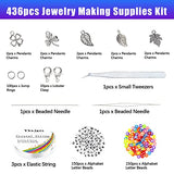 Ybxjges 42000Pcs 2mm Glass Seed Beads 12/0 Small Tiny Beads Kit with 300Pcs Alphabet Letter Beads Pendants Charms Jump Ring Elastic String for DIY Bracelets Necklace Jewelry Making Supplies