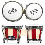 Pyle Hand Crafted Bongo Drums - Pair of Wooden Bongo Drums, 6.5 & 7.5 Inch - PBND10