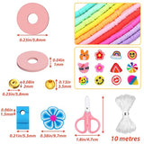 3800 Pcs Fruit Flower Polymer Clay Bead Charms Kit, Cute Smiley Fruit Clay Beads with Elastic String for Bracelets and Jewelry Making