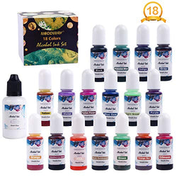 NODDWAY Alcohol Ink Set 18Vibrant Colors Great Alcohol-Based Inks, Each 0.35oz for Resin Coasters/Petri Dish Making, Epoxy Resin Painting, Tumbler