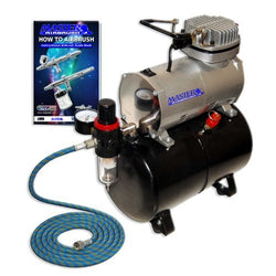 Master Airbrush NEW Quiet TANK COMPRESSOR-(FREE) AIR HOSE and Now a (FREE) How to Airbrush Training