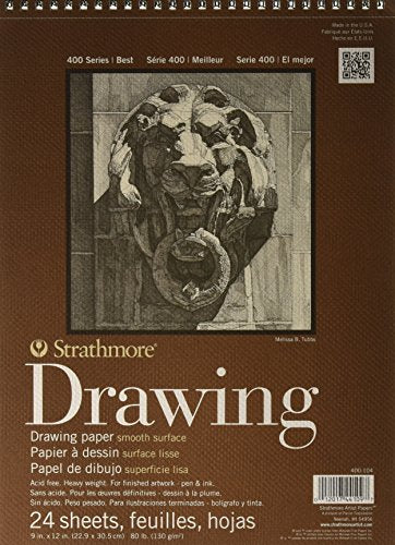 Strathmore 400 Smooth Surface Wire Bound Drawing Pad, 9 x 12 Inches (ST400-104)