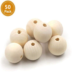 50pcs 30mm Natural Wood Beads, unprocessed Round Wood Loose Wood Craft Wooden Beads, Used for Necklace Bracelet Jewelry DIY Handmade (30mm)