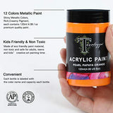 Tavolozza 12 Colors Metallic Acrylic Paint, 120ml/4.06oz Bottles, Rich Pigments, Non Fading, Non Toxic Paints for Students, Painting Lovers and Artists