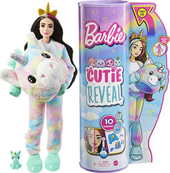 Barbie Cutie Reveal Fantasy Series Doll with Unicorn -Plush Costume & 10 Surprises Including Mini Pet & Color Change, Gift for Kids 3 Years & Older