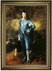 Historic Art Gallery The Blue Boy, Portrait of Jonathan Buttall by Thomas Gainsborough Framed Canvas Print 19" x 28" Gold Lined