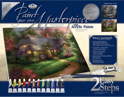 ROYAL BRUSH POM-SET16 Acrylic Paint Your Own Masterpiece-Enchanted Cottage