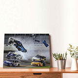 Speeding Car On The Nascar Speedway Inspirational Wall Art Inspired Art Micro Spray Framed Canvas Wall Art For Home And Office Decoration 16* 12 Inch